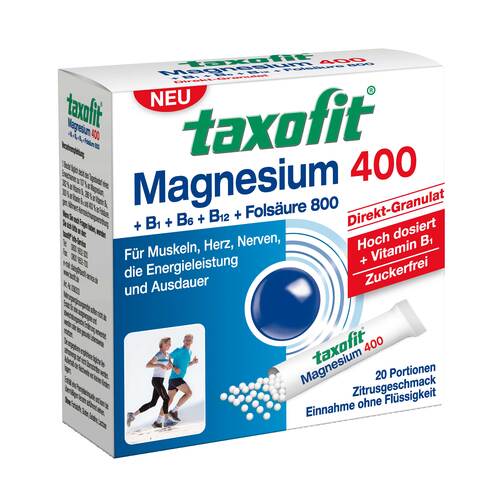 Taxofit Magnesium 400 + B1 + B6 + B12 + Folsäure 800 Granulat 20 St