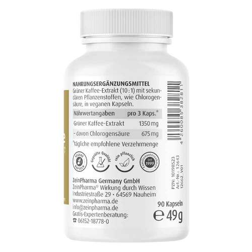 Grüner Kaffee Extrakt 450 mg Kapseln 90 St