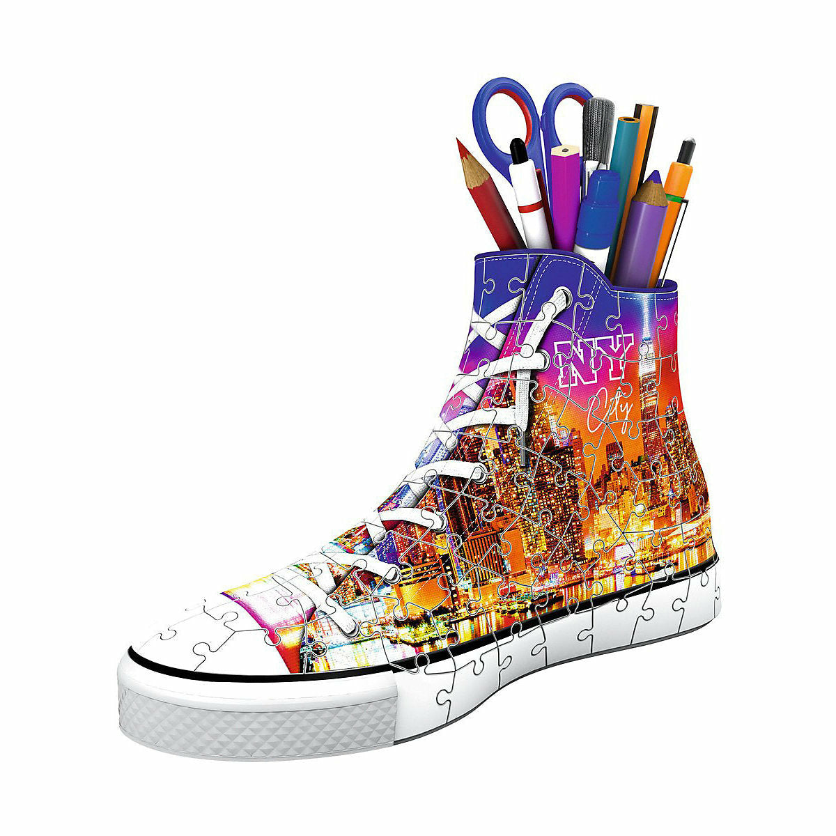 Ravensburger 3D-Puzzle Sneaker Utensilo, H12 cm, 108 Teile, Skyline