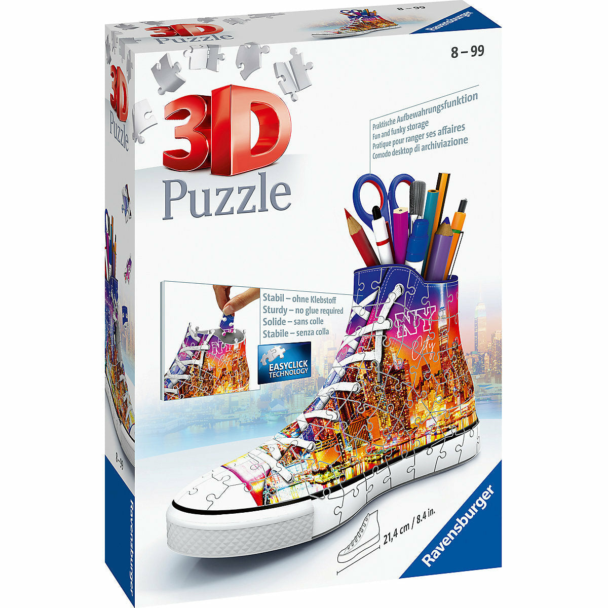 Ravensburger 3D-Puzzle Sneaker Utensilo, H12 cm, 108 Teile, Skyline