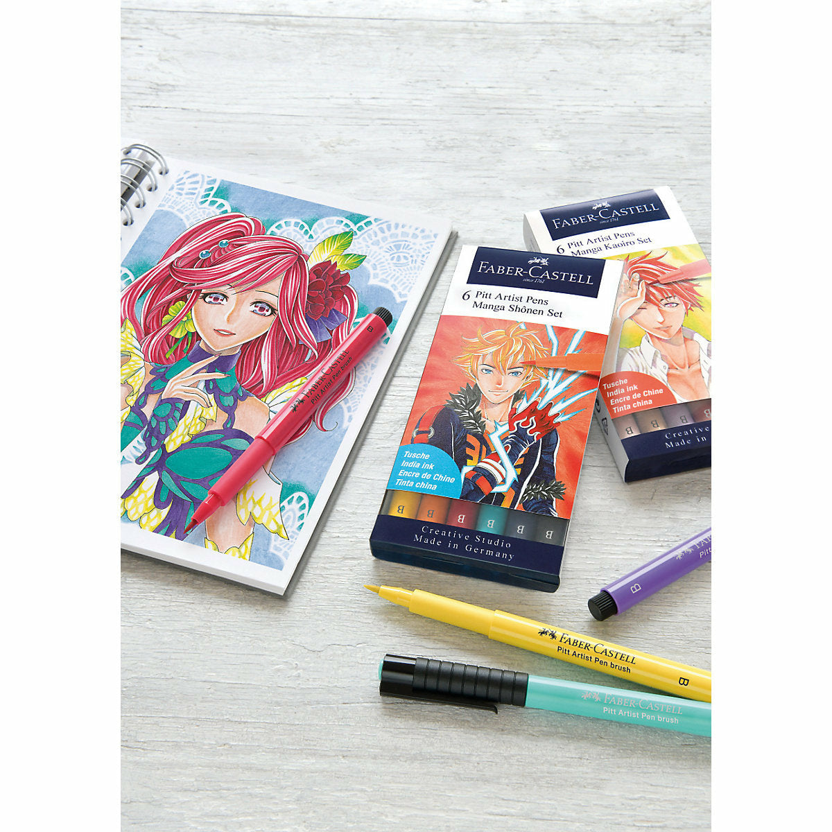 Faber-CastellPITT ARTIST Pens Tuschestift Manga Kaoiro, 6 Farben