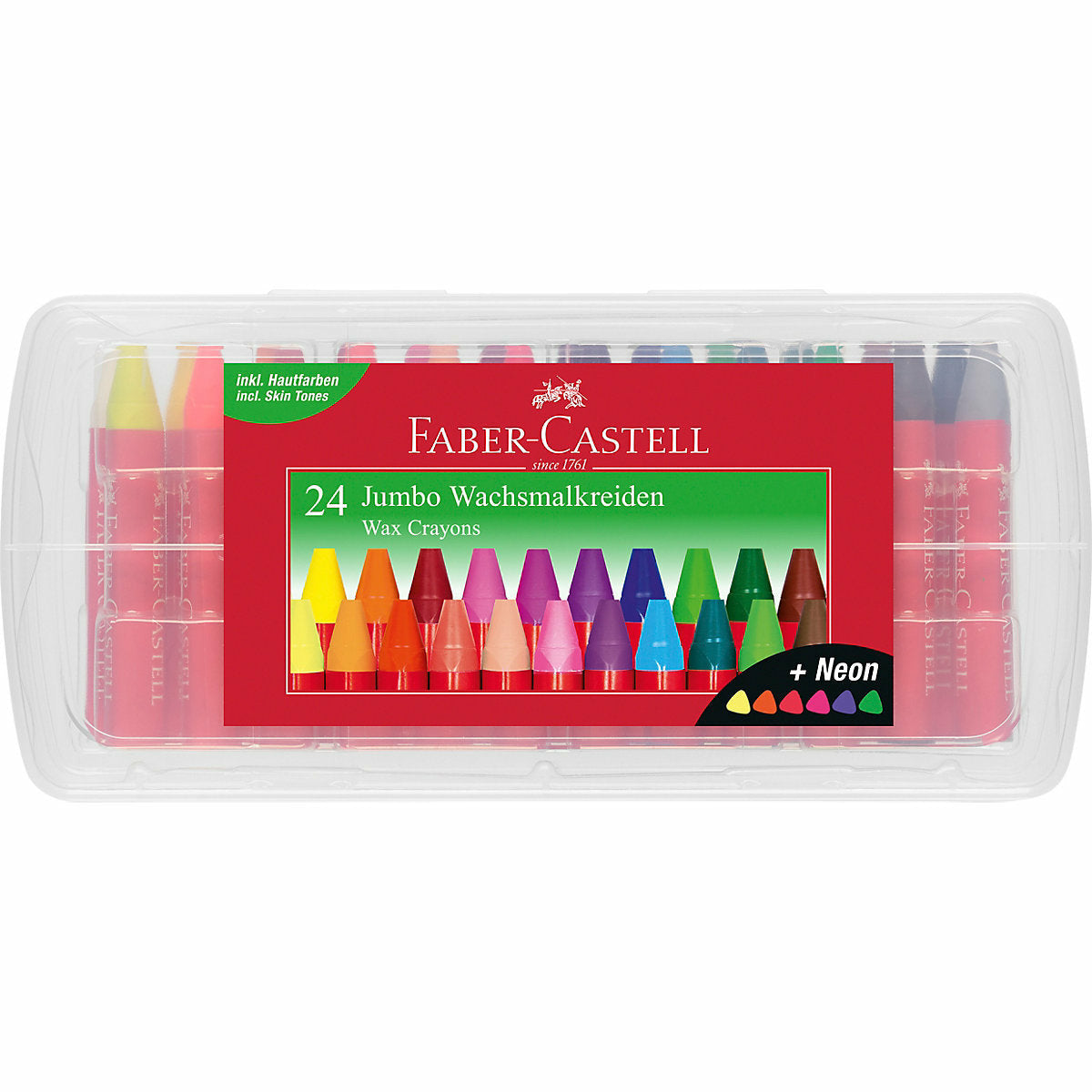 Faber-Castell 왁스 크레용 JUMBO, 플라스틱 상자에 24색