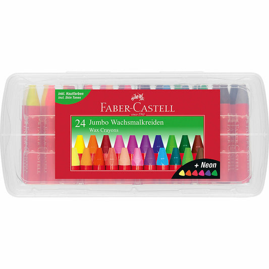 Faber-Castell 왁스 크레용 JUMBO, 플라스틱 상자에 24색