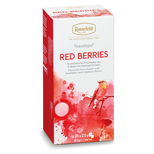 Teavelope Red Berries Aromatisierter Früchtetee mit Erdbeer-Himbeergeschmack 25 Teebeutel