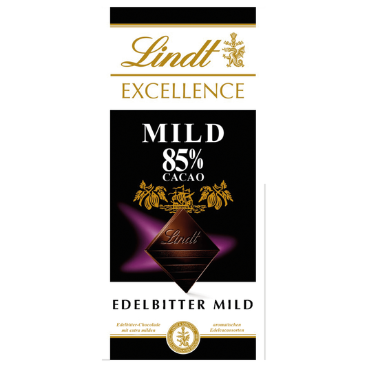 Lindt Excellence 초콜릿 다크 파인 마일드 85% 코코아 100g