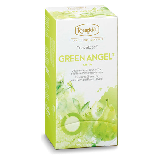 Teavelope Green Angel® BIO * Aromatisierter Grüner Tee mit Birne-Pfirsichgeschmack 25 Teebeutel