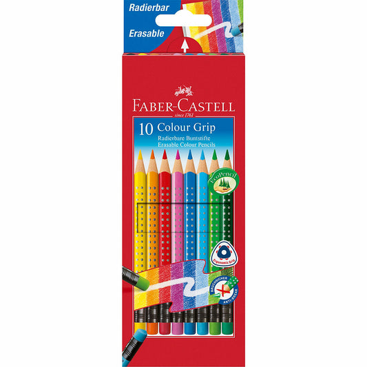 Faber-CastellBuntstifte COLOUR GRIP Buntstifte radierbar, 10 Farben