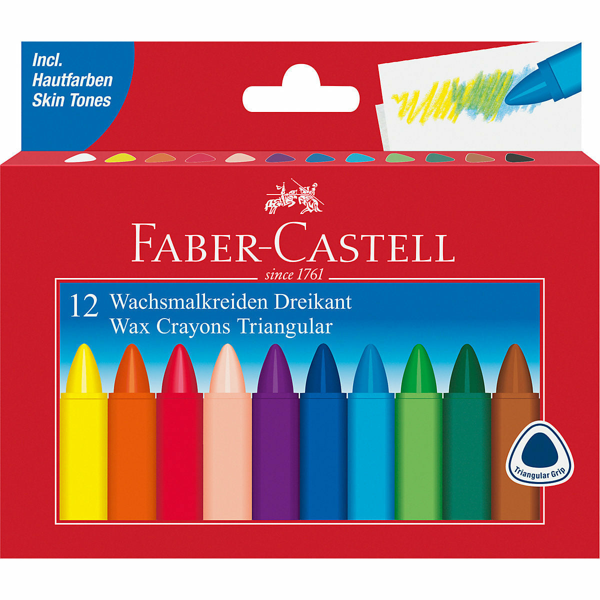 Faber-CastellDreikant-Wachsmalkreiden TRIANGULAR, 12 Farben