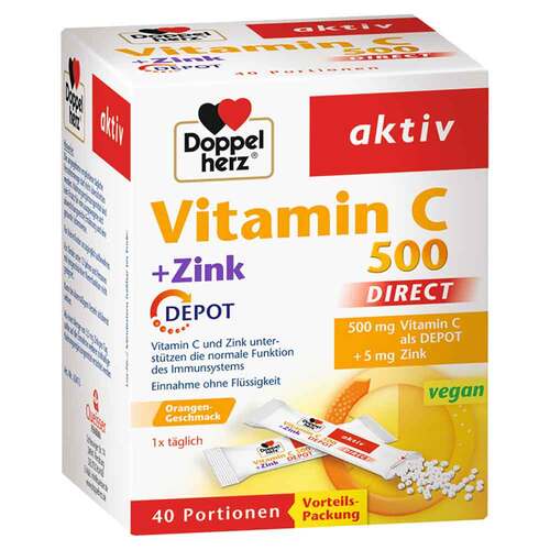 Doppelherz Vitamin C 500 + Zink Depot Direct Pellets 40 St