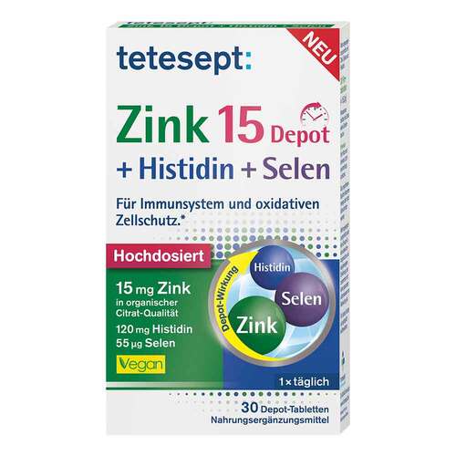 Tetesept Zink 15 Depot + Histidin + Selen Filmtabletten 30 St