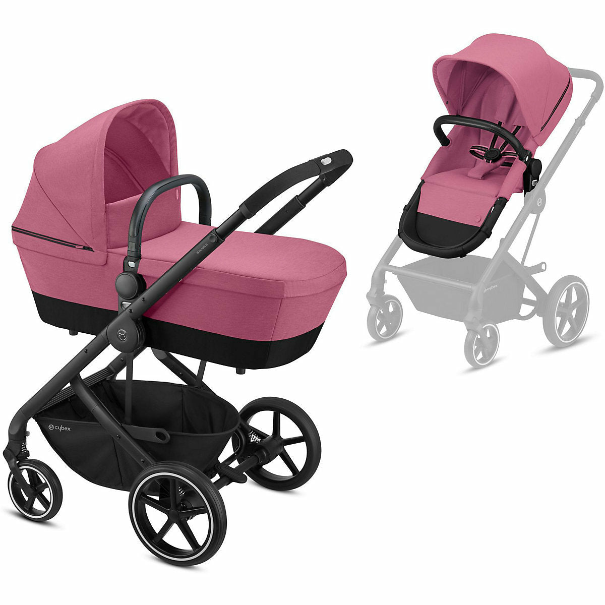 CYBEXCombi 유모차 BALIOS S, 2in1, BLK Magnolia Pink/퍼플