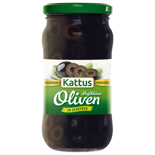 Kattus Schwarze Oliven in Scheiben 170g