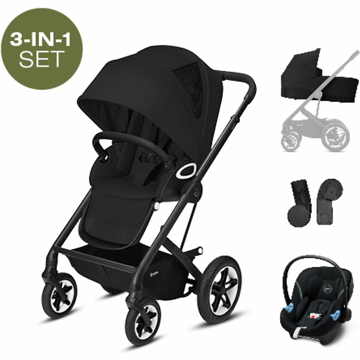 CYBEXKombi Kinderwagen Talos S Lux, 3-in-1, Deep Black