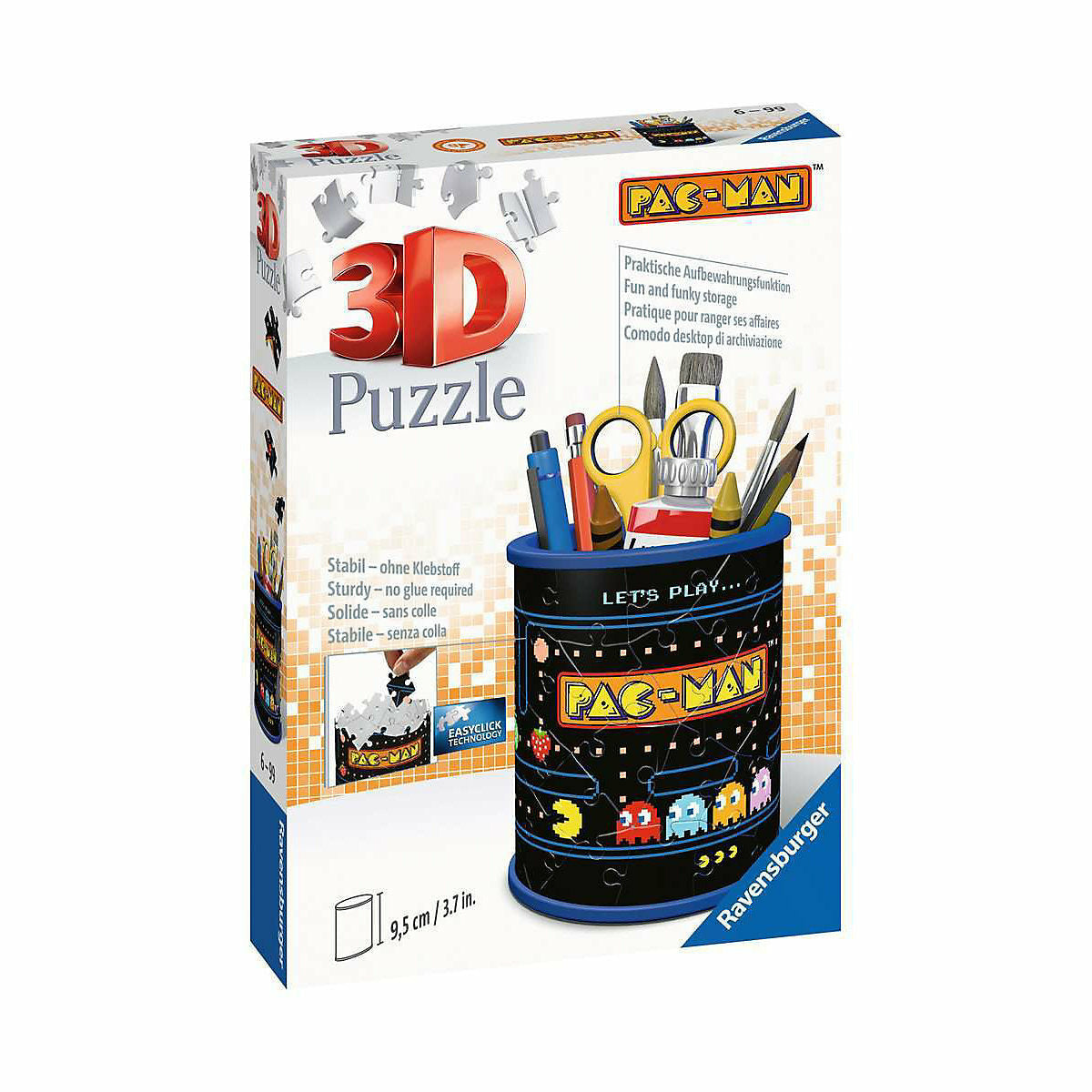 Ravensburger Ravensburger 3D Puzzle 11276 - Utensilo Pac-Man - 54 Teile - Stiftehalter für Pac-Man Fans ab 6 Jahren, Schreibtisch-Organizer für Kinder