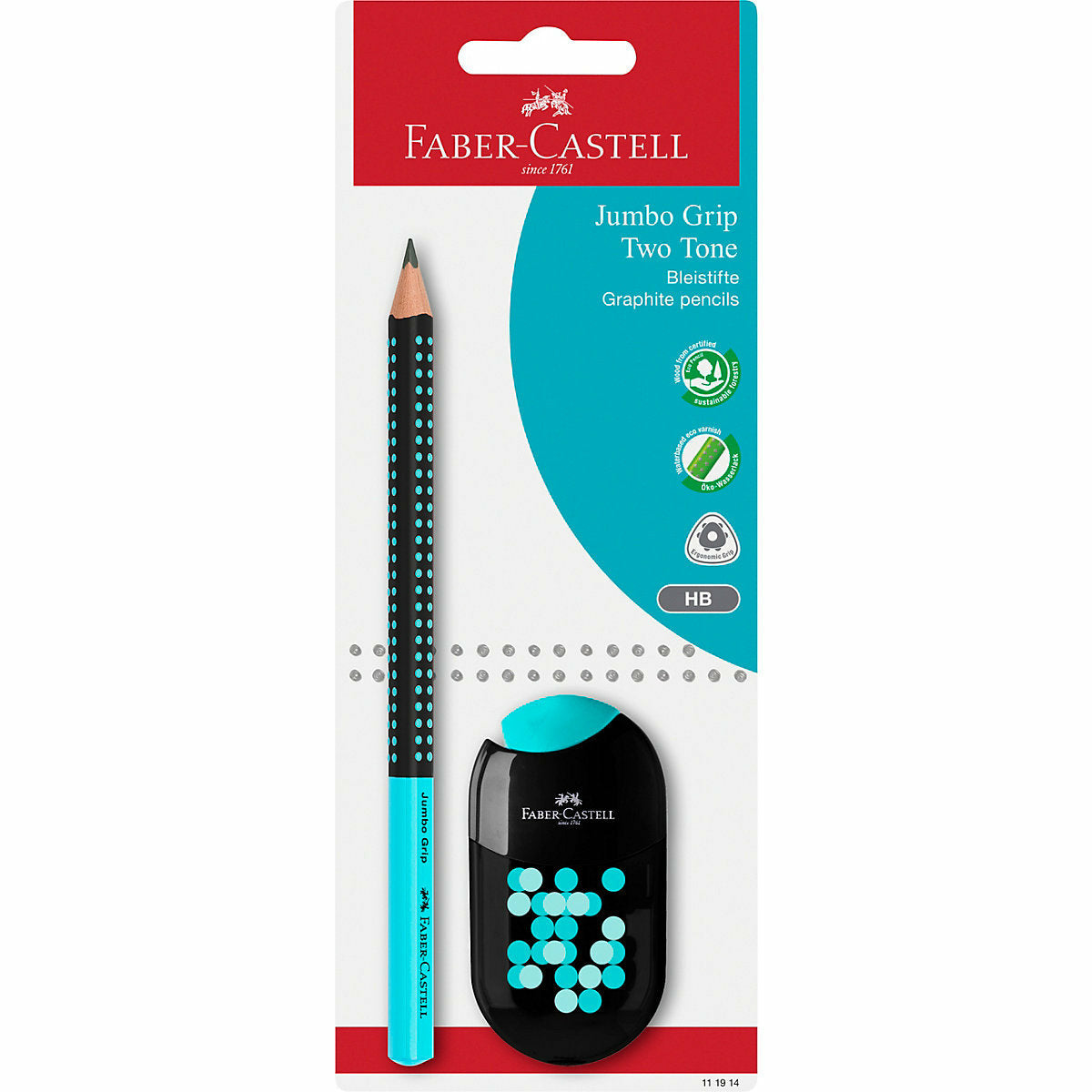 Faber-CastellBleistiftset JUMBO GRIP Two Tone, 2-tlg., inkl. Anspitzer, farblich sortiert