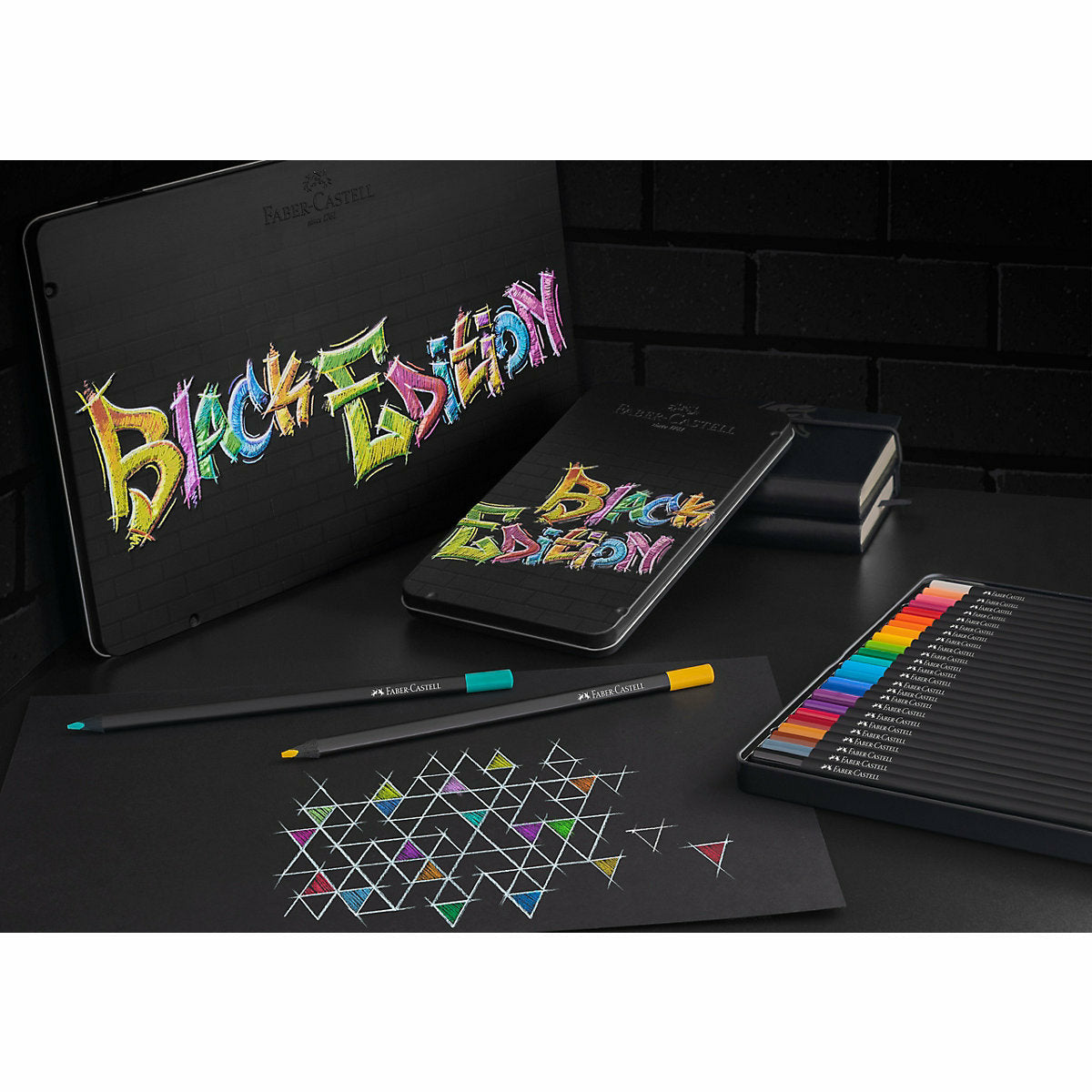 Faber-CastellBuntstifte Black Edition, 12 Farben in Metalletui