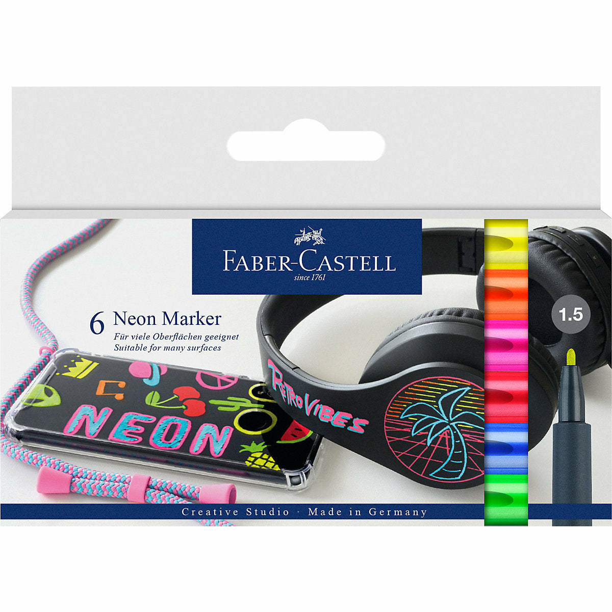 Faber-CastellMarker Neon permanent, 6 Farben