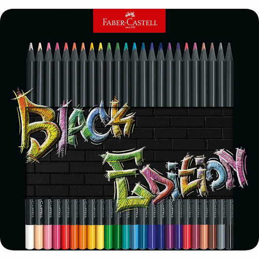 Faber-CastellBuntstifte Black Edition, 24 Farben in Metalletui