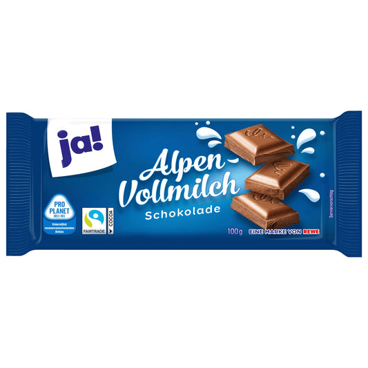 ja! Alpenvollmilch-Schokolade 100g