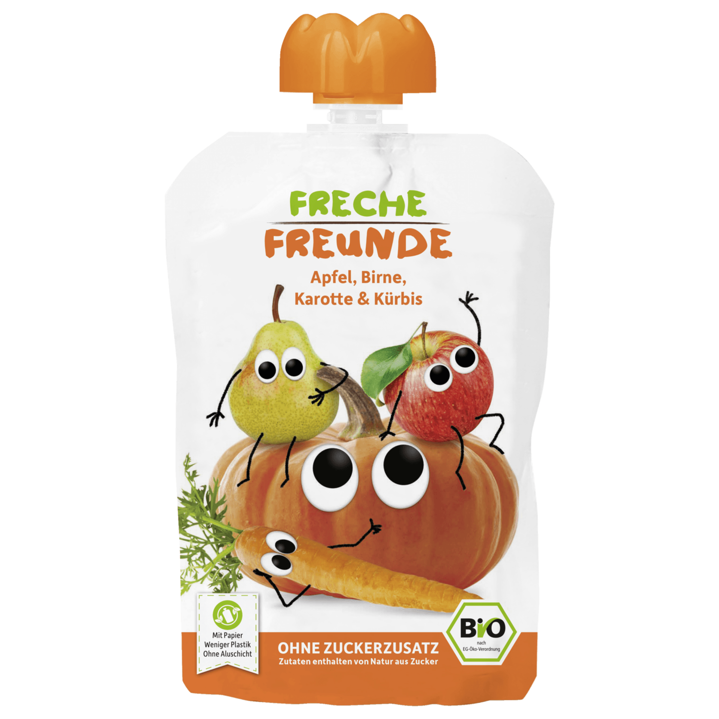 Erdbär Freche Freunde Apfel, Bio Birne, Karotte & Kürbis 100g