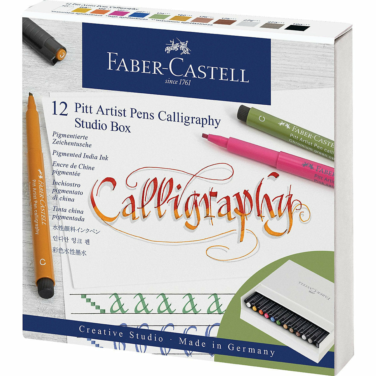 파버카스텔 인도 잉크 펜 Pitt Artist Pen Calligraphy 12피스 스튜디오 상자