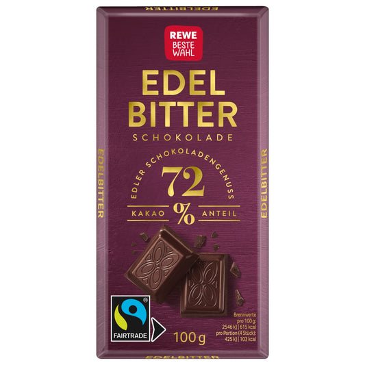 REWE 베스트 초이스 초콜릿 노블 비터 72% 100g