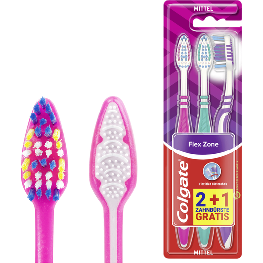 Colgate Zahnbürste Flex Zone Mittel 2+1 Stück