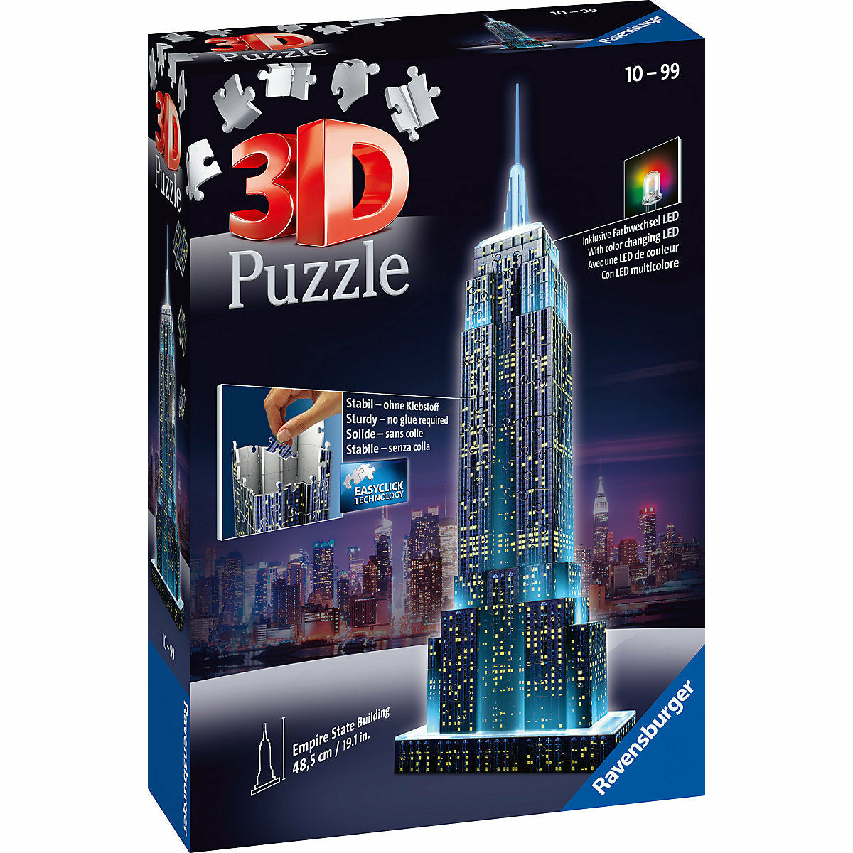 Ravensburger 3D-Puzzle Night mit LED, H49 cm, 216 Teile, Empire State Building bei Nacht