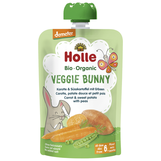 Holle Veggie Bunny Bio Karotte & Süsskartoffel mit Erbsen 100g