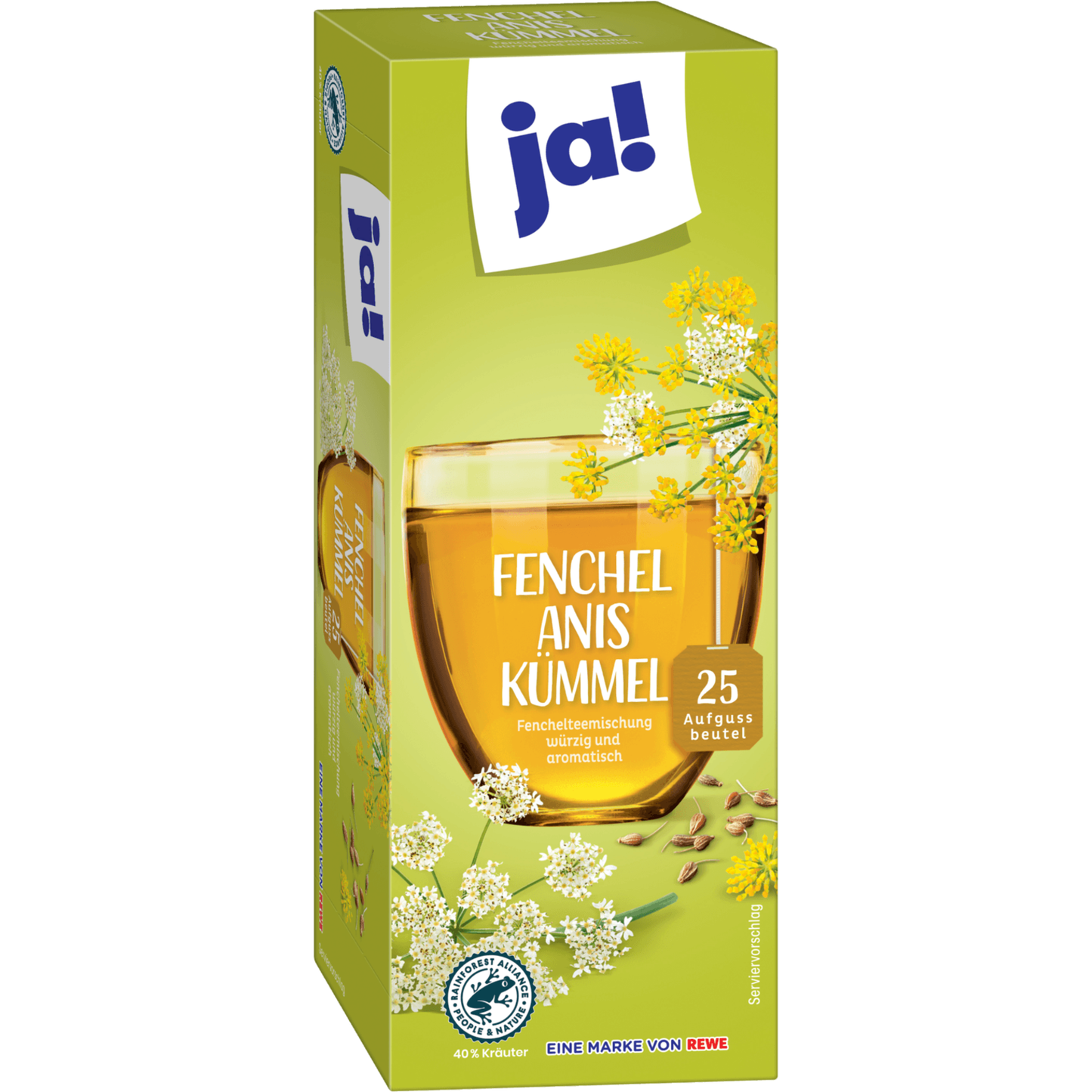 ja! Fenchel Anis Kümmel Tee 50g, 25 Beutel