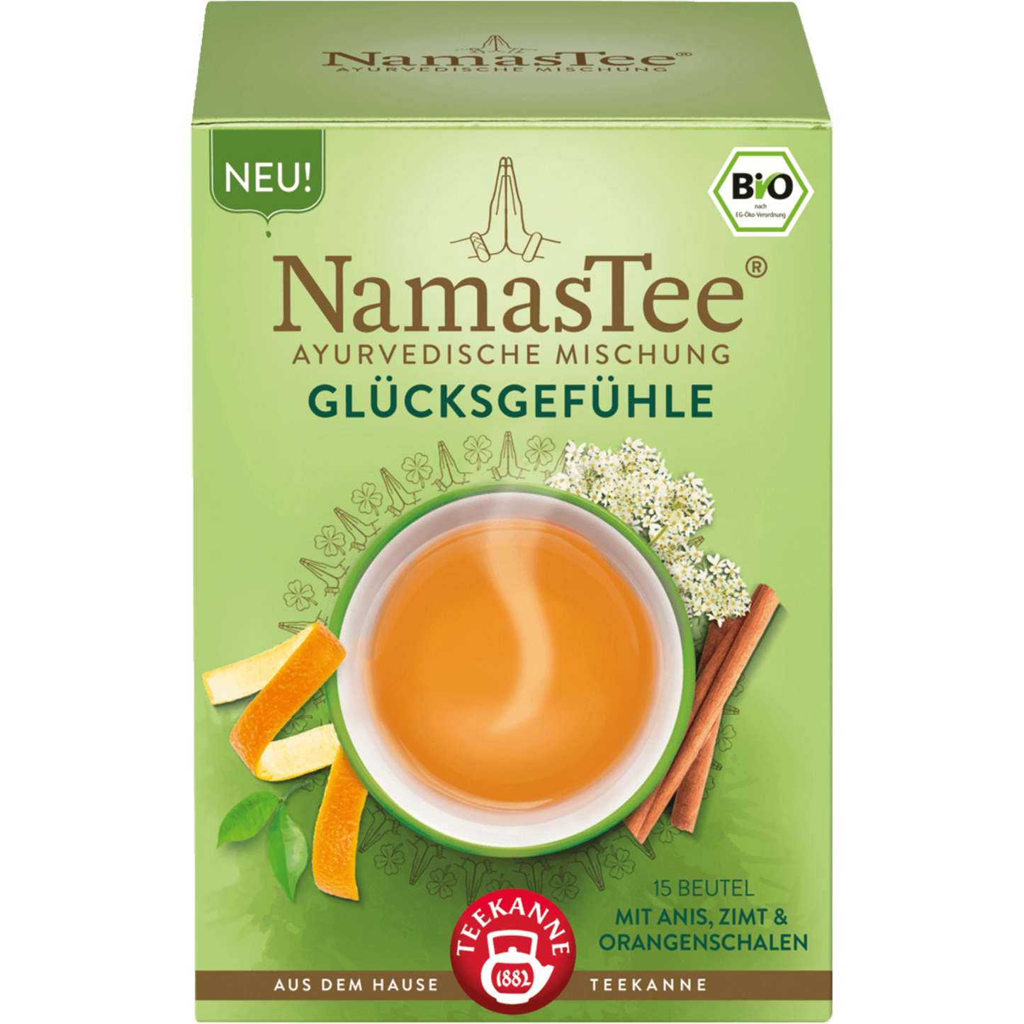 Teekanne Bio NamasTee Ayurvedische Mischung Glücksgefühle 30g, 15 Beutel