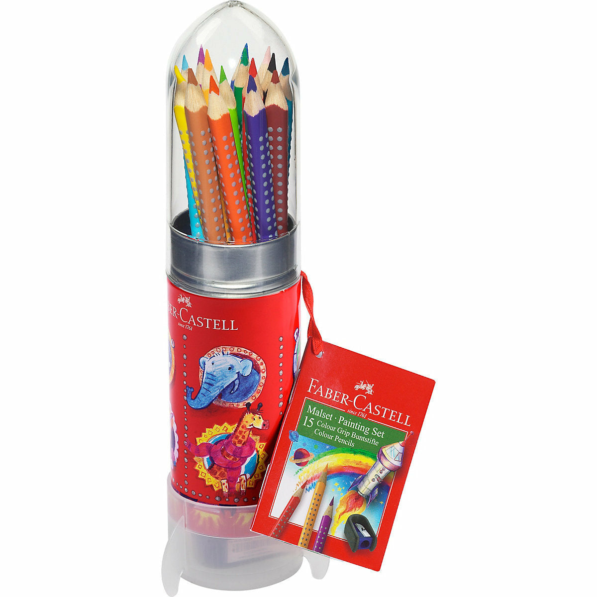 Faber-CastellBuntstifte COLOUR GRIP Rakete, 15 Farben, inkl. Spitzer