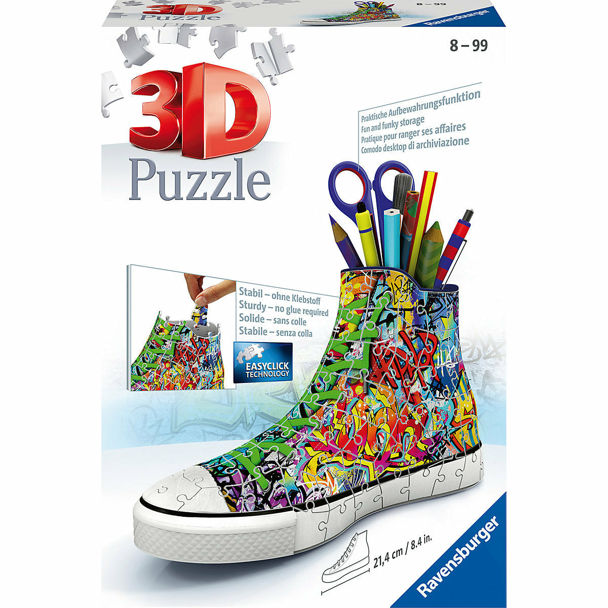 Ravensburger 3D-Puzzle Sneaker Utensilo, H12 cm, 108 Teile, Graffiti Style