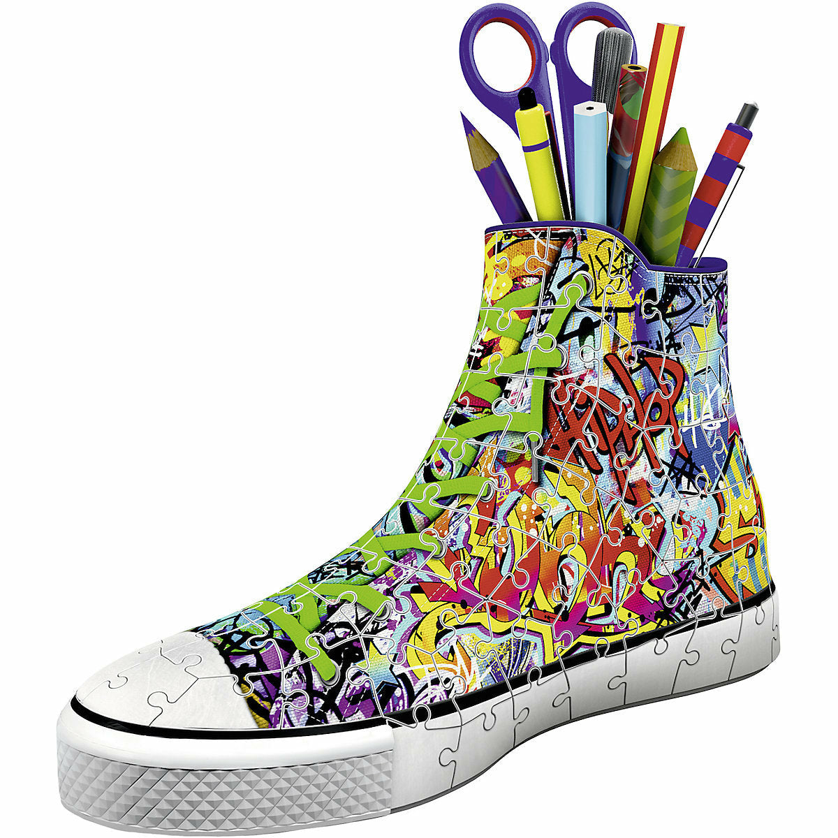 Ravensburger 3D-Puzzle Sneaker Utensilo, H12 cm, 108 Teile, Graffiti Style