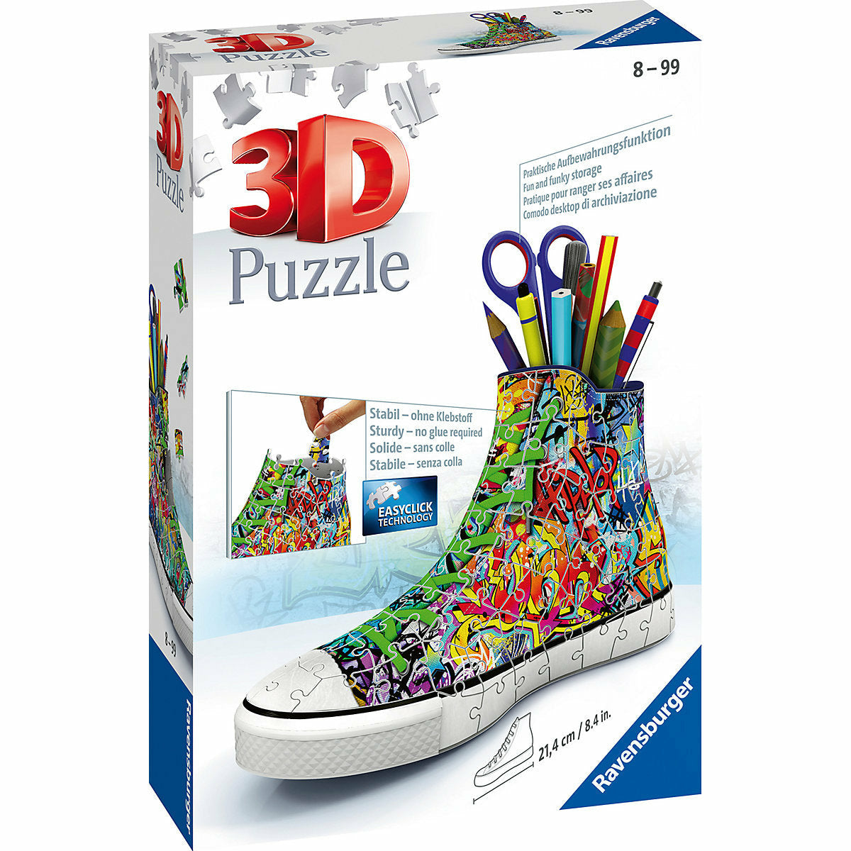 Ravensburger 3D-Puzzle Sneaker Utensilo, H12 cm, 108 Teile, Graffiti Style