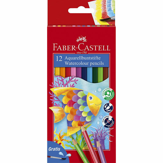 Faber-CastellAquarellfarbstifte, 12 Farben, inkl. Pinsel