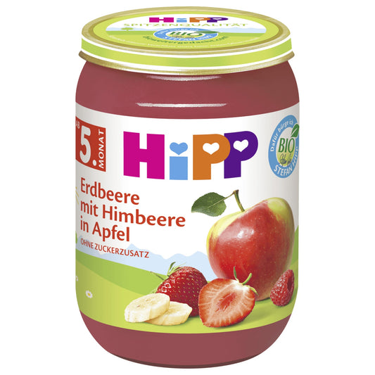 Hipp Bio Erdbeere mit Himbeere in Apfel 190g