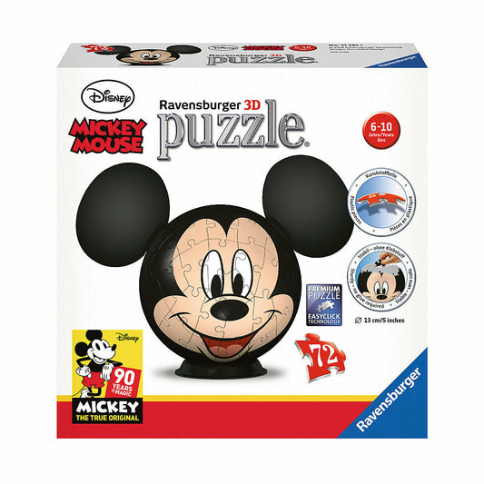 Ravensburger 3D Puzzle 11761 - Puzzle-Ball Mickey Mouse - 72 Teile - Puzzle-Ball für Mickey Mouse-Fans