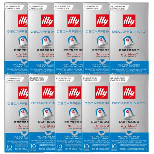 Illy Espresso Kapseln Decaf entkoffeiniert für Nespresso 10 Packung x 10 Kapseln